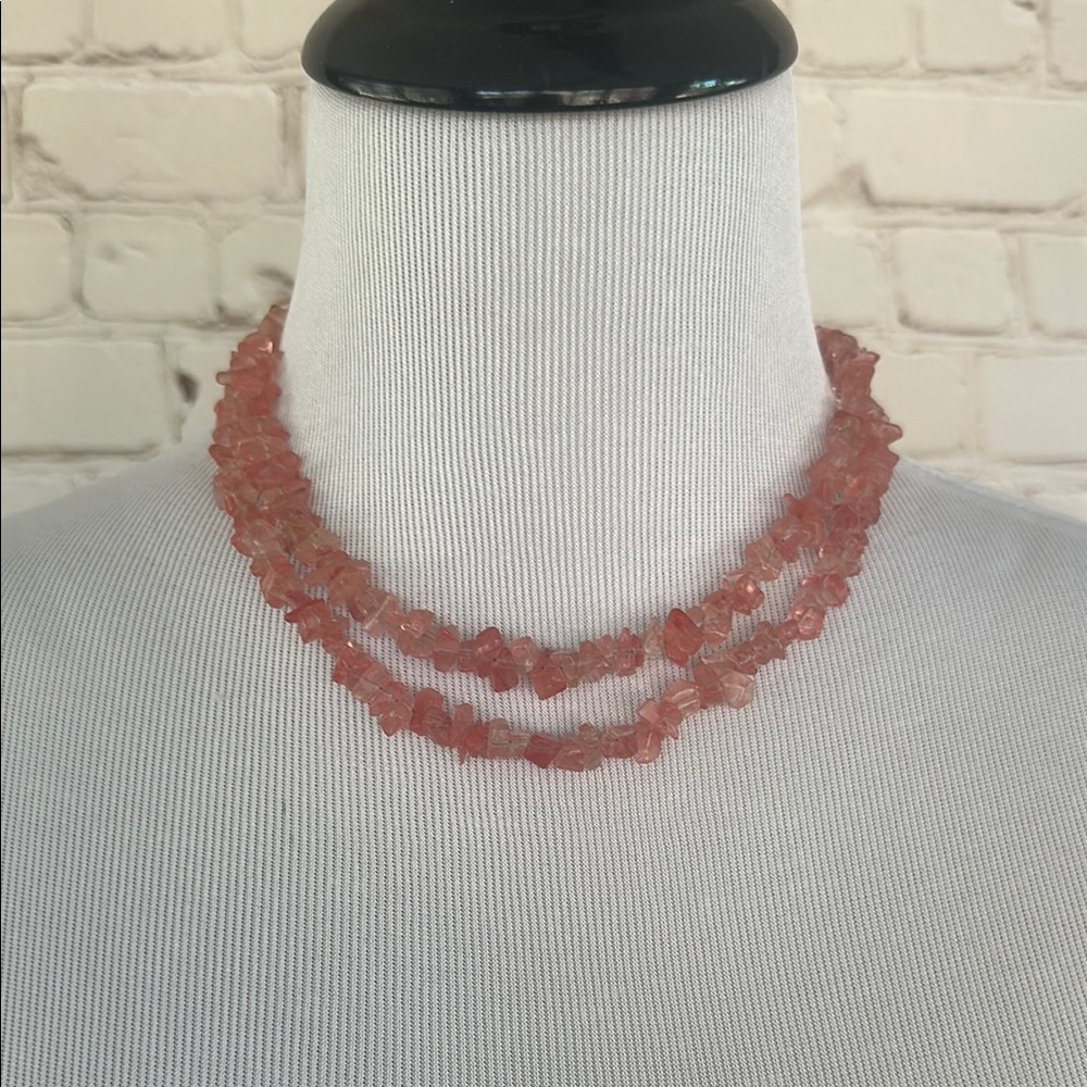 Pink Multi-Strand Necklace with Natural Stone Beads